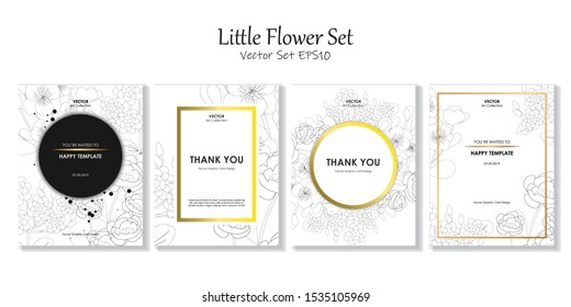 Postcard Size Little Flower Vector File EPS10 Package Set, Vector illustration design element