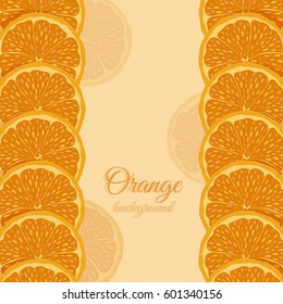 Postcard of a slice of oranges card-vector illustration. Slices of orange on the background. EPS 10