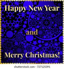Postcard with snowflakes  and stylish inscription, for  Happy New Year celebration