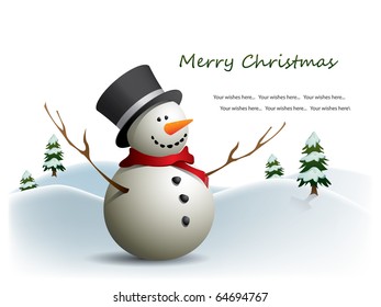 Postcard with snowman