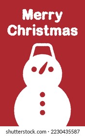 Postcard with a snowman on a red background