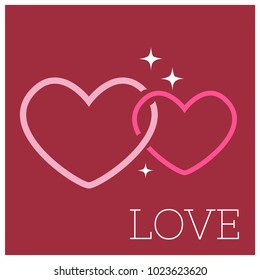 Postcard St. Valentine's Day.
two hearts, love