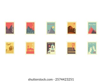 Postcard Stamp Design Element Set