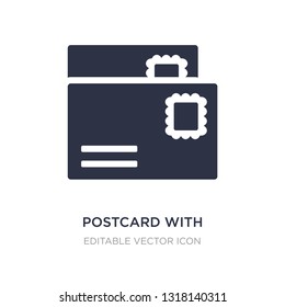 postcard with stamp icon on white background. Simple element illustration from Social media marketing concept. postcard with stamp icon symbol design.