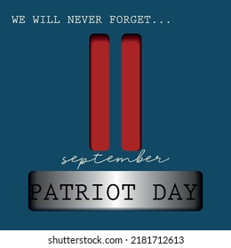 a postcard in the style of papercut in honor of the date of September 11. patriot day