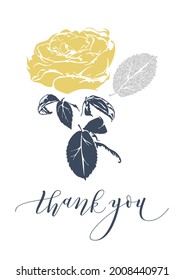 A postcard with stylized roses and lettering. Vector illustration