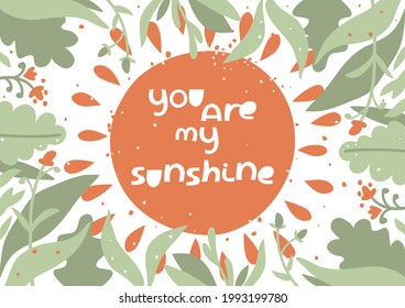 Postcard with sun and plants