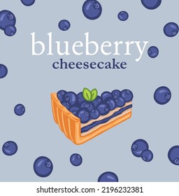 Postcard of sweet desserts blueberry cheesecake