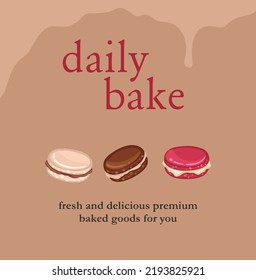 Postcard of sweet desserts macarons Daily bake