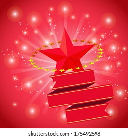 Postcard with a tape star and sequins for congratulations or registration of your design