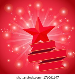 Postcard with a tape star and sequins for congratulations or registration of your design