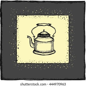 Postcard teapot hand drawn