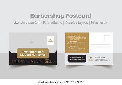 Plantilla de postales para negocios de peluquería. Diseño de postales de spa y corte de pelo en salón de belleza eddm y estándar editable