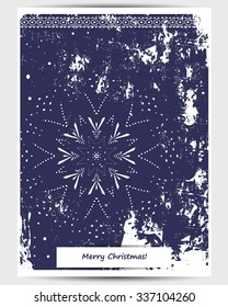 Postcard template with beautiful snowflakes. Winter background