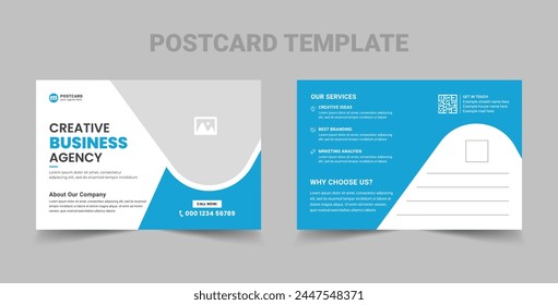 Postcard Template Design. Corporate real estate postcard template design, EDDM vector Illustration