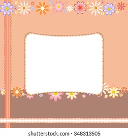 Postcard Template with flowers and frame