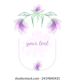 Postcard template, a frame for a design in a botanical style. Watercolor postcard. Vector design