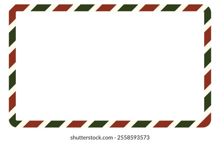 Postcard Template Frame, Vintage, Retro, Christmas, Border, Airmail, Stripes, Vector