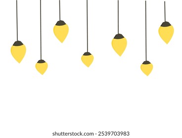 postcard template. garlands hang from above