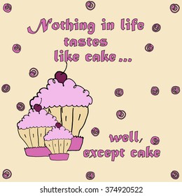 postcard template with hand drawn cupcake and decorative elements