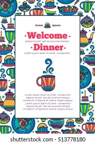 postcard template, invitations to dinner. Festive design.
