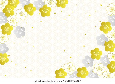 Patrón japonés de plantilla de postal (ciruela) 
