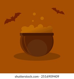 Postcard template with a magic potion and bat