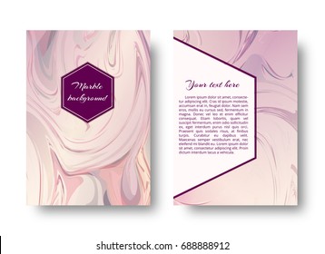 A postcard template with a neutral pink marble texture and diamond-shaped elements.