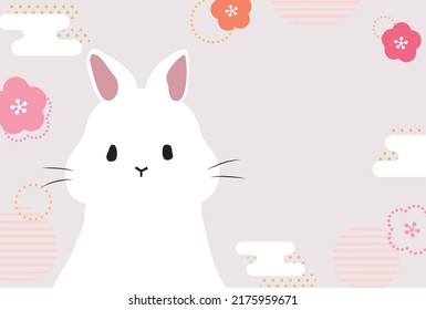 Postcard template of the Rabbit and Japanese pattern