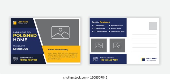Postcard template, Real estate postcard template, Corporate business postcard