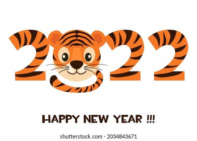 Postcard tiger happy new year 2022 for graphic design.