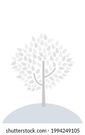 Postcard with a tree drawn on it. Vector illustration.