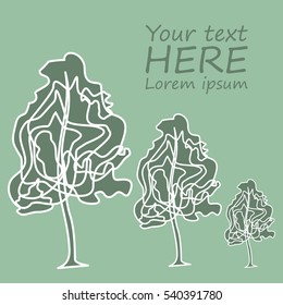 Postcard with trees green color.