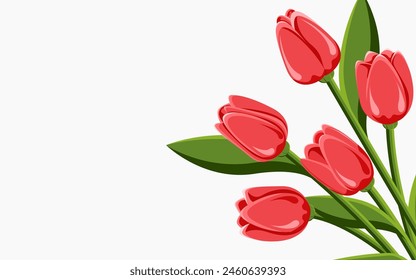Postcard with tulips. Used for print, collage and web design. For holidays and congratulations. svg