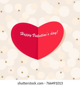 Postcard Valentine's Day. Big red heart with text. For paper, textile, postcards, wedding