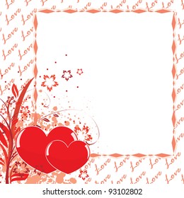 Postcard to Valentine's Day. Frame decorated with flowers and hearts