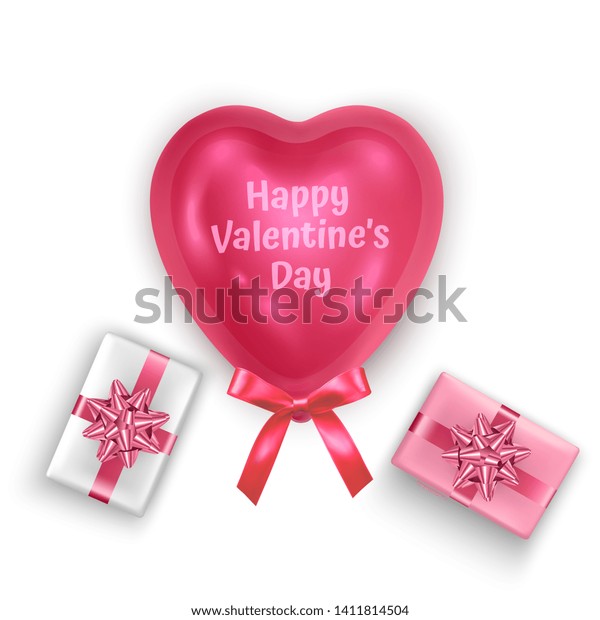 Postcard Valentines Day Greeting Card Volumetric Stock Vector