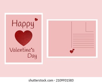 Postcard for Valentine's Day. Happy Valentine's Day. Postcard template. Postcard with a heart for lovers. Vector illustration 
