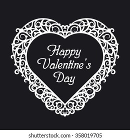 Postcard Valentine's Day. Heart frame with ornate bead and the inscription inside.