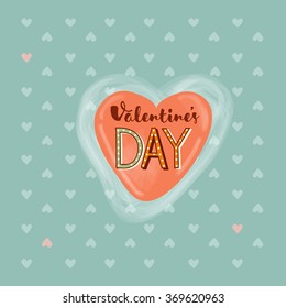 postcard for Valentine's Day on a light green background with