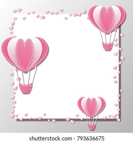 Postcard for Valentine's day, pink heart balloons 2018