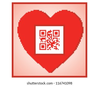 postcard for Valentines Day with QR code I love you