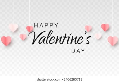 Postcard for Valentine's Day. Romantic card with calligraphic inscription. Paper hearts. Romantic poster png. Posters, wallpapers.