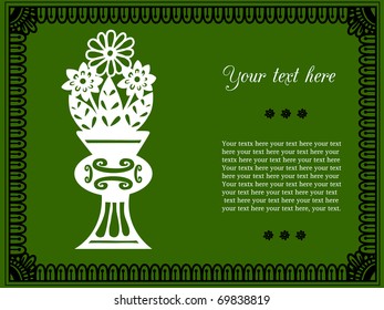 Postcard of a vase of flowers, simple and vectorial