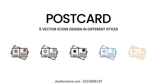 Ícones de vetor de cartão postal definem ilustração de estoque