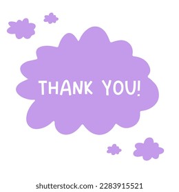 Postcard. Vector illustration with handwritten inscription Thank you. Purple bubble with space for text on white background. Mental health and self-care.