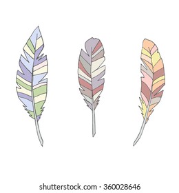 Postcard. Vector. Vintage feathers