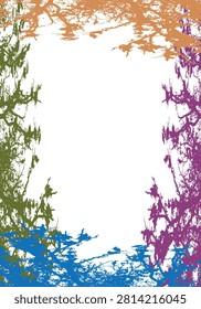 Postcard vectorcolour with Colourful forest tree and a flock of birds print frame with white background.eps