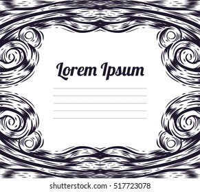 Postcard with victorian fantasy frame. Vector isolated illustration