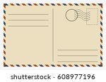 Postcard. Vintage template. Vector illustration.